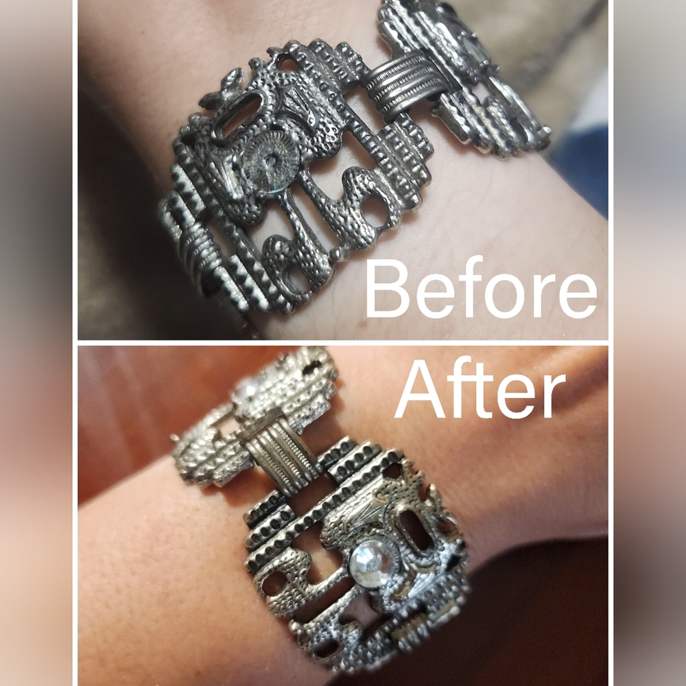Replaced Flat Back Rhinestones Vintage Bracelet